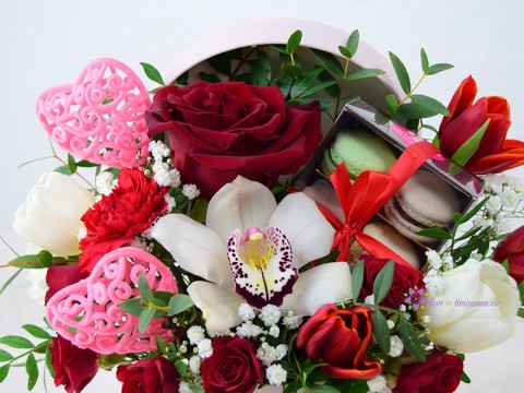 Flori si macarons - editia Valentines Day